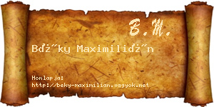 Béky Maximilián névjegykártya